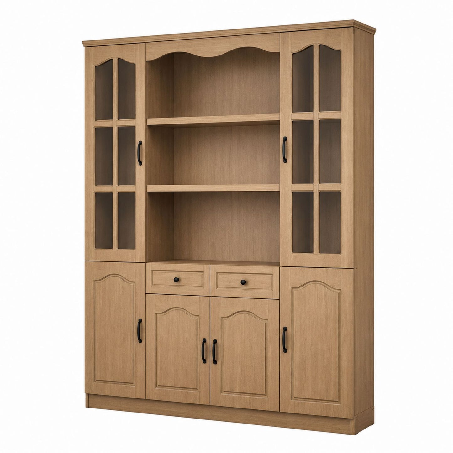 Regał biblioteczny drewniany z drzwiami ze szkła hartowanego 180 cm