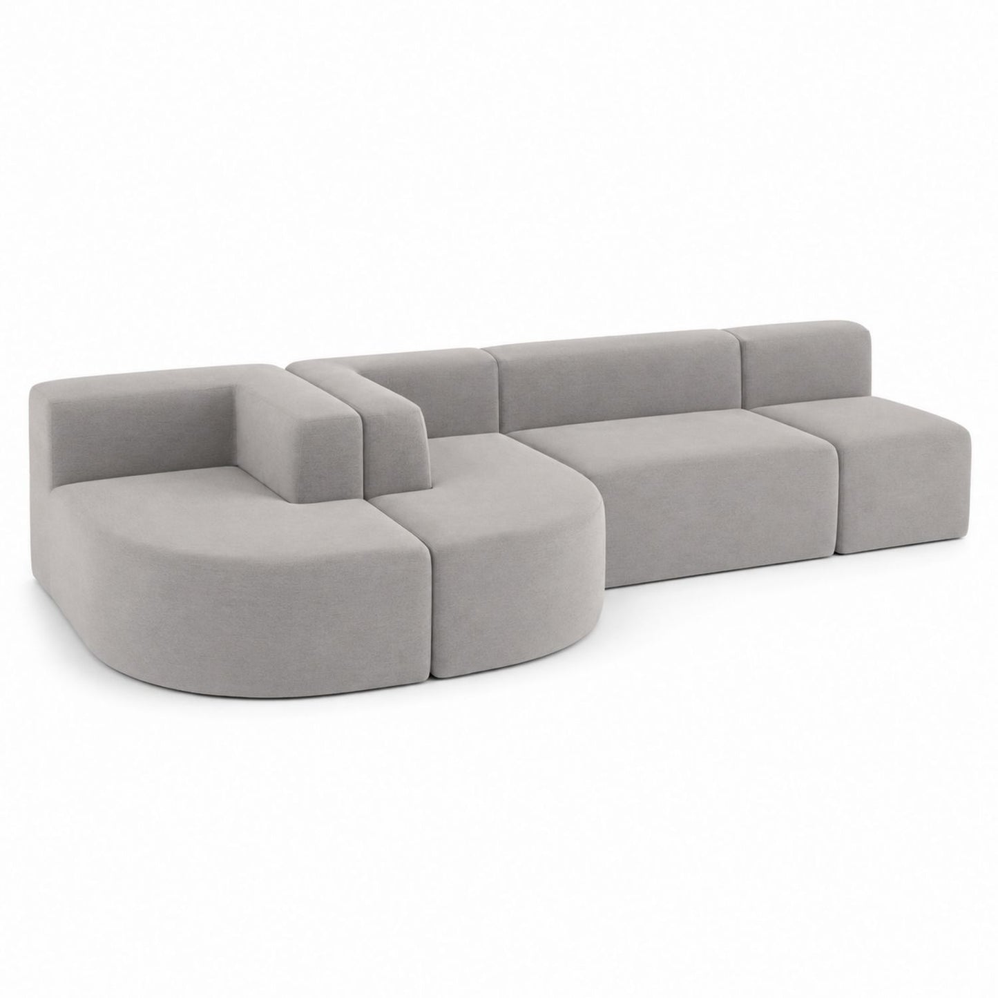 Sofa Modułowa z Tkaniny Poliesterowej Szara