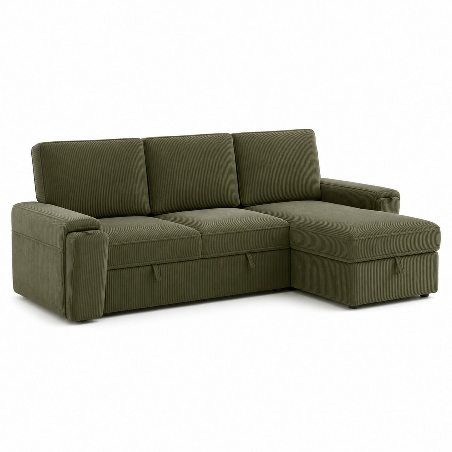 Narożna sofa sztruksowa zielona 250x160x90 cm