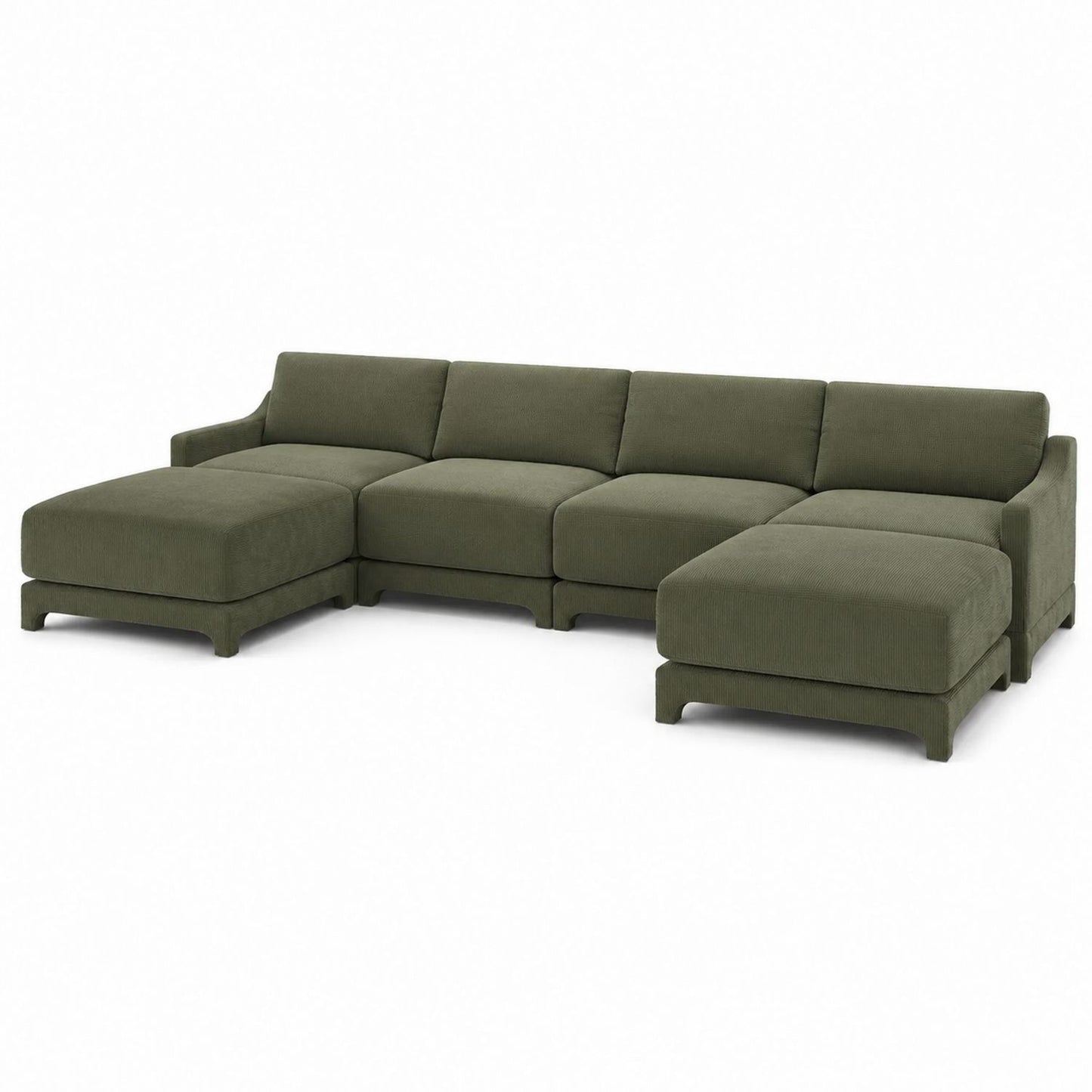 Narożna sofa modułowa z poliestru oliwkowa 4-osobowa