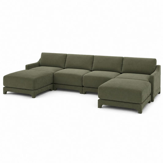 Narożna sofa modułowa z poliestru oliwkowa 4-osobowa