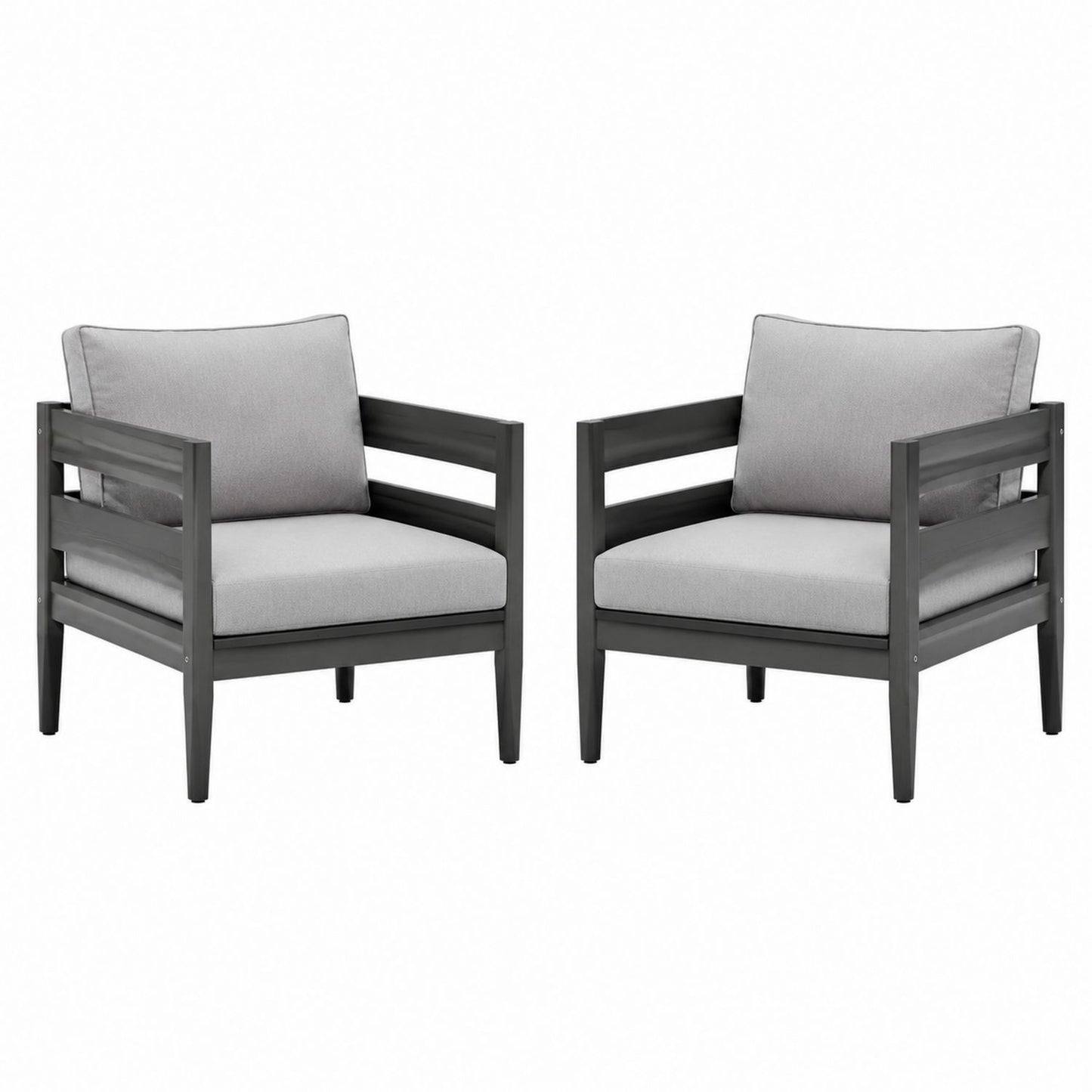 Zestaw 2 krzeseł aluminiowych z szarymi poduszkami
