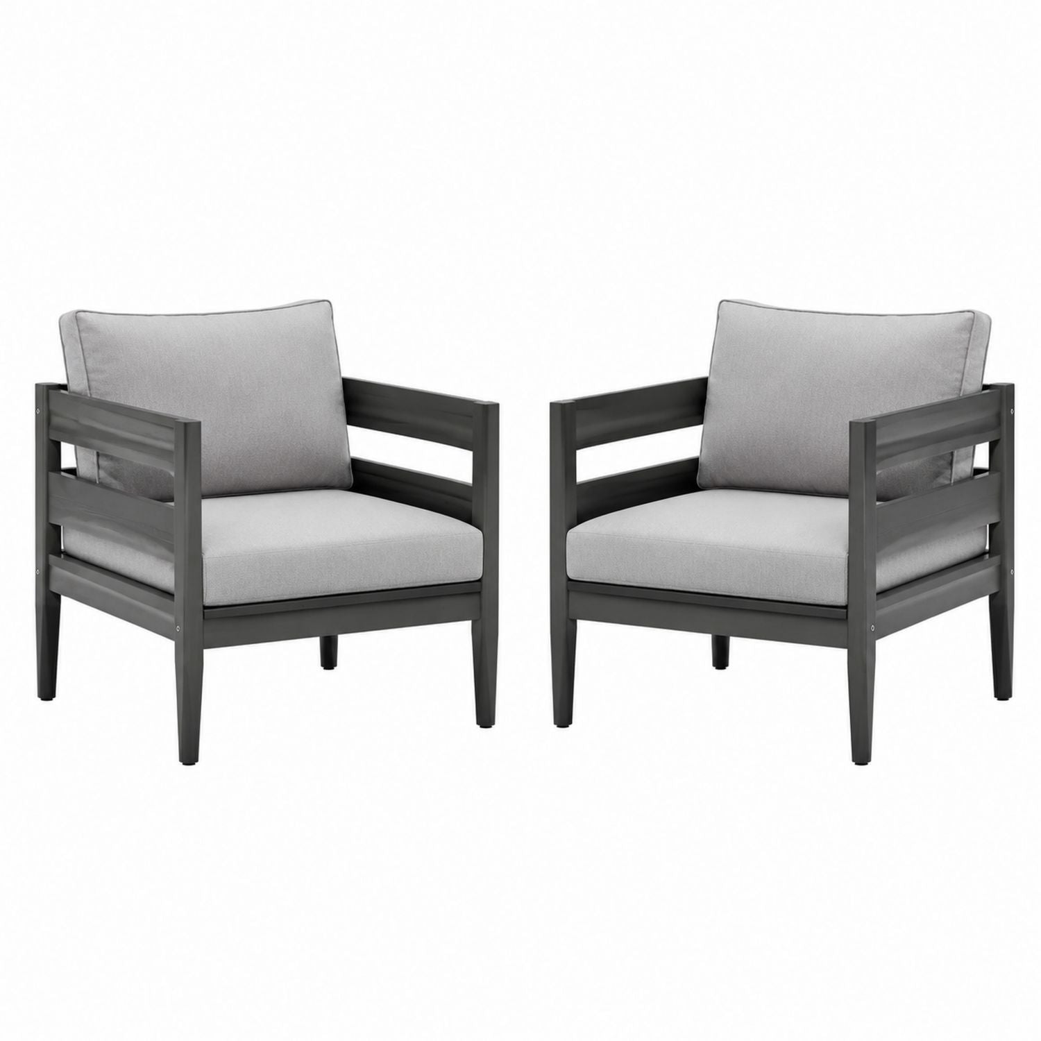Zestaw 2 krzeseł aluminiowych z szarymi poduszkami