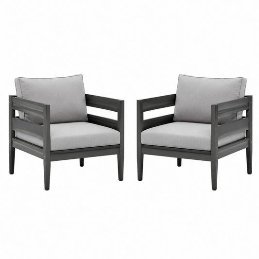 Zestaw 2 krzeseł aluminiowych z szarymi poduszkami