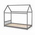 Dziecięce łóżko domek metalowe szare 90x200 cm
