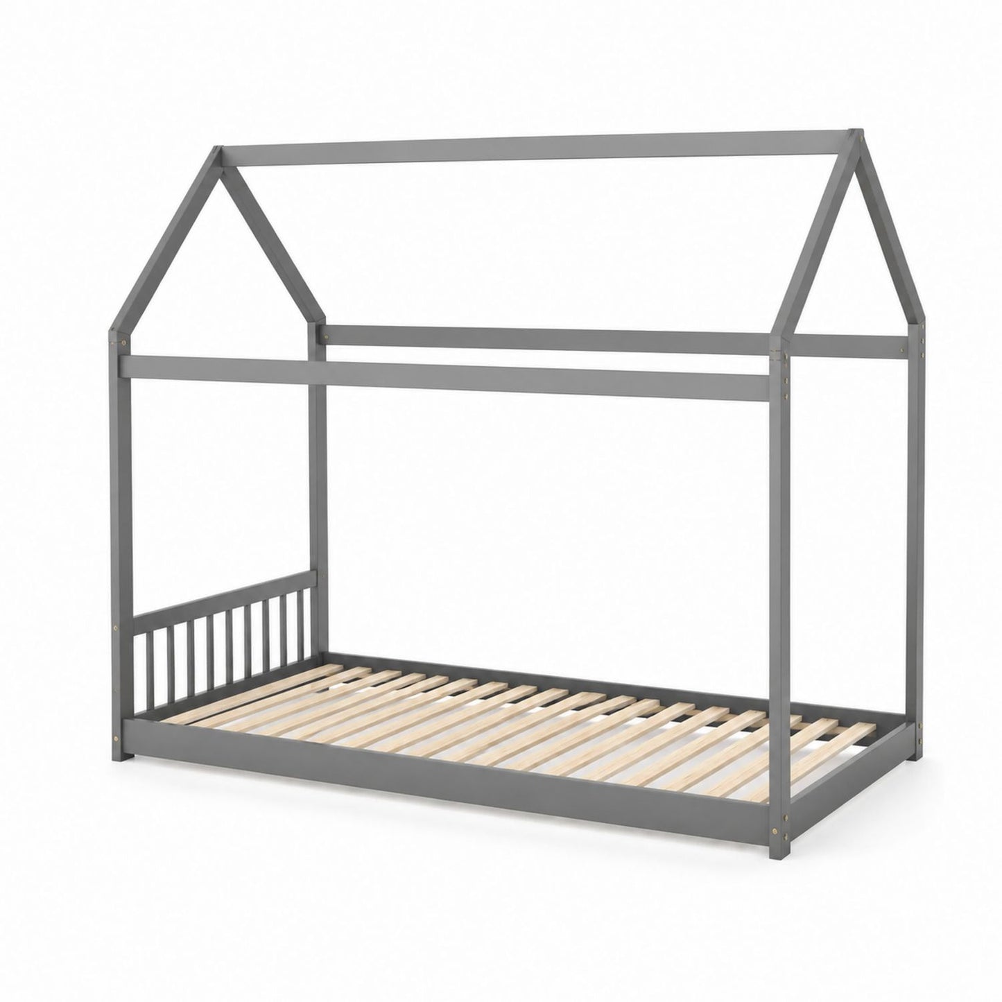 Dziecięce łóżko domek metalowe szare 90x200 cm