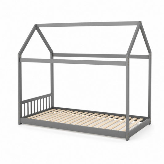 Dziecięce łóżko domek metalowe szare 90x200 cm