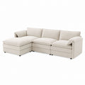 Sofa narożna z tkaniny beżowej o wymiarach 270x86x200 cm