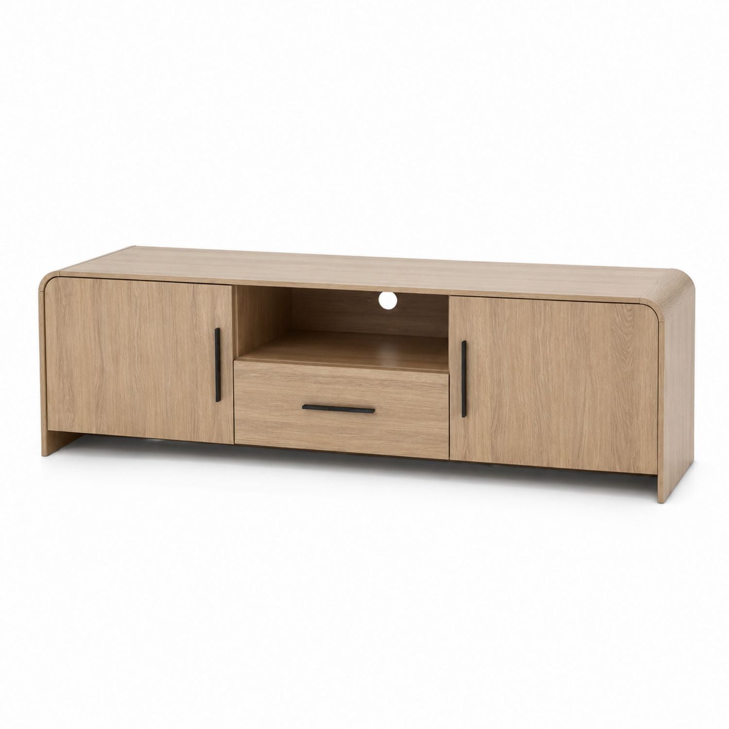 Szafka RTV z MDF i fornirem dębowym 180 cm