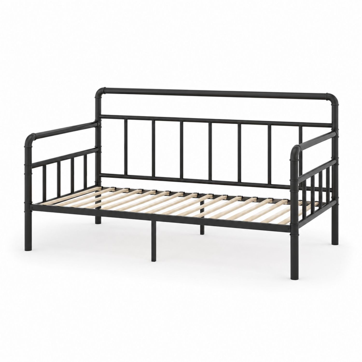 Łóżko metalowe czarne z listewkami 90x200 cm